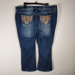 APT 9 Womens 18WS Bootcut Jeans Blue Denim With Embellished Back Pockets